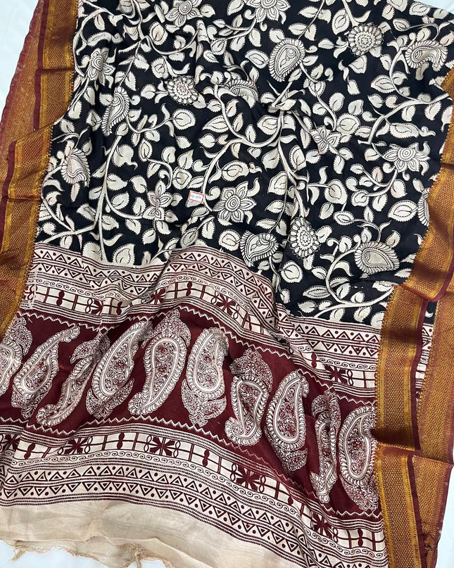 Premium Chennuri Silk Dupatta –Black Colour