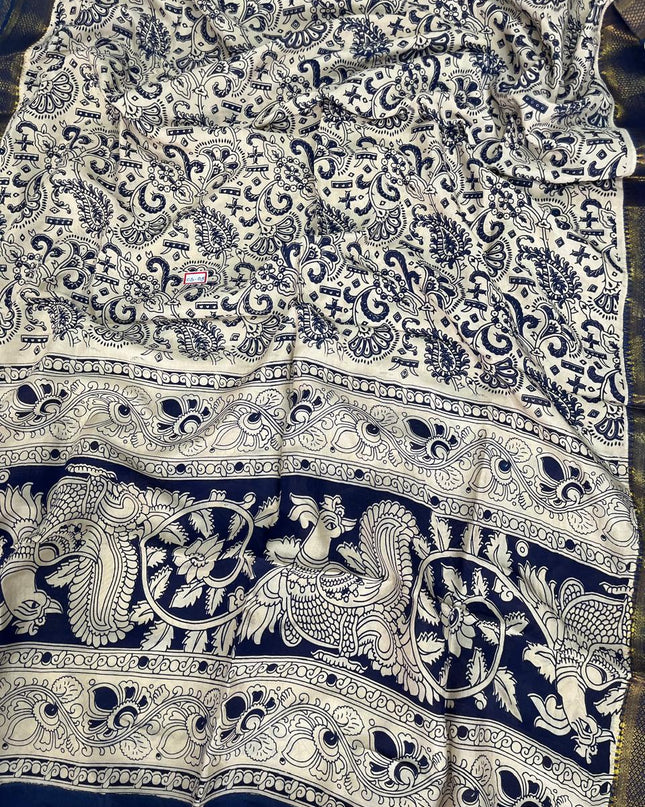 Premium Chennuri Silk Dupatta – Half White Colour