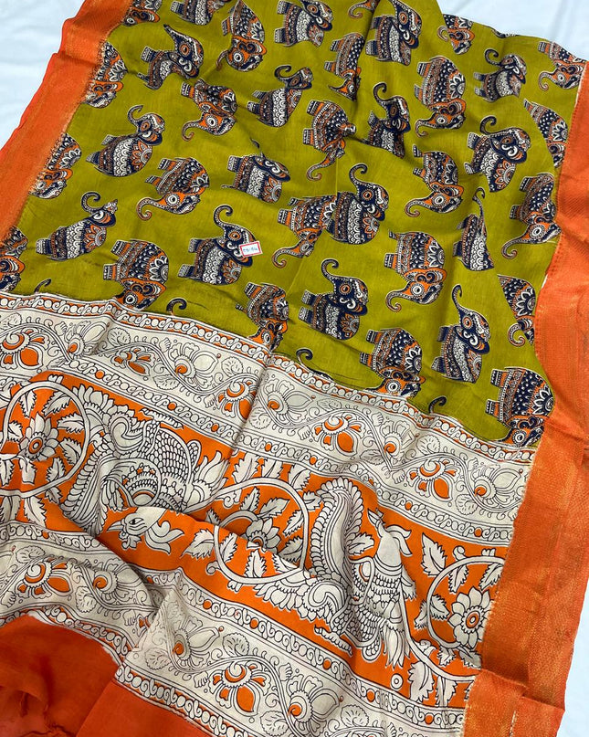 Premium Chennuri Silk Dupatta – Green Colour