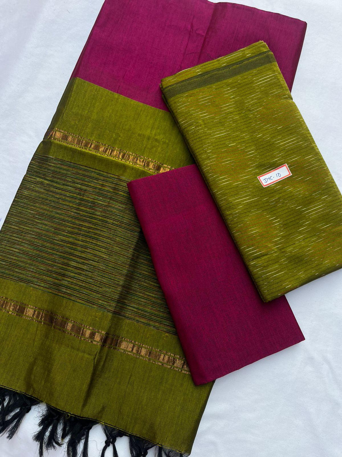 Premium Pochampally Mercerised Cotton 3PC Dress Material – Light Green Colour