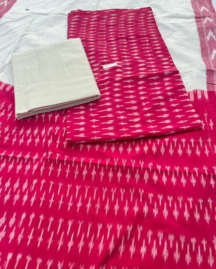 Pochampally ikkath 3pc dress material with Pink colour