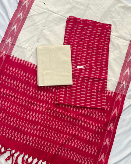 Pochampally ikkath 3pc dress material with Pink colour