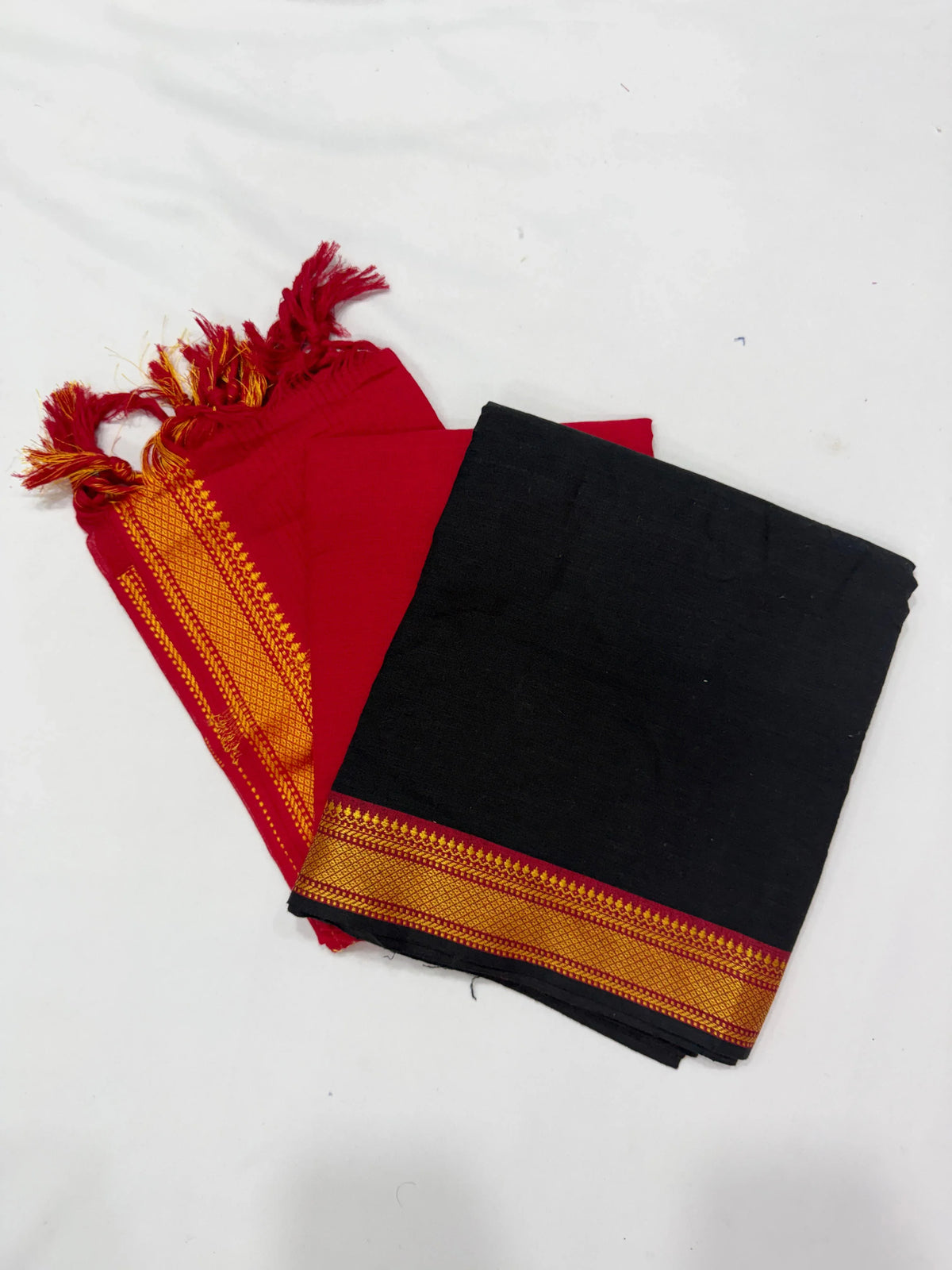 Mangalagiri Dress Material with thread border Emrold Black colour