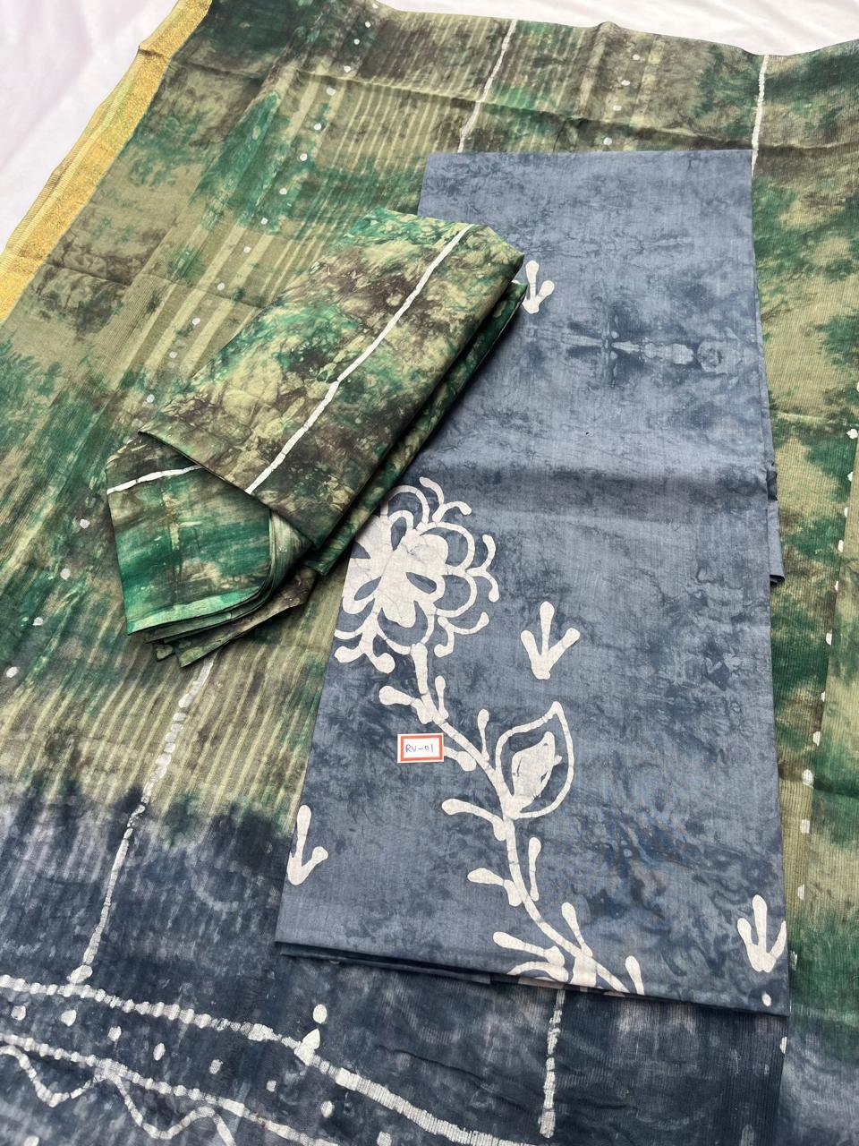 Cool Gray Cotton Dress Material with Kota Dupatta