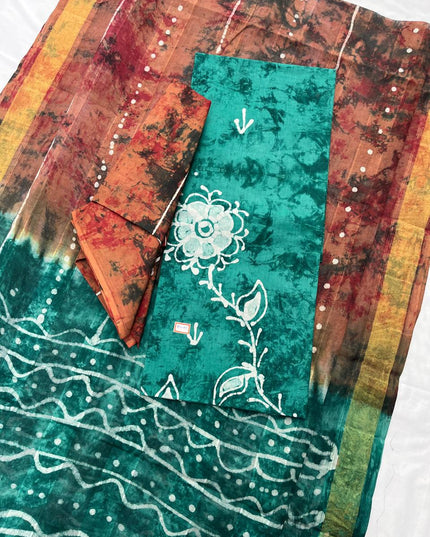 Sea Green Cotton Dress Material with Kota Dupatta