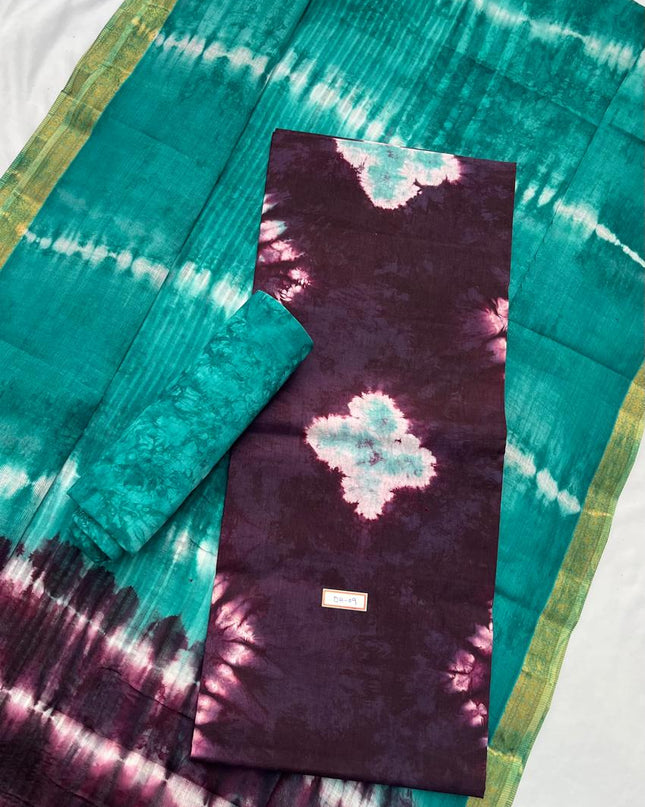 Comfort Dirty Purple Cotton Dress Material Paired with Cotton Dupatta