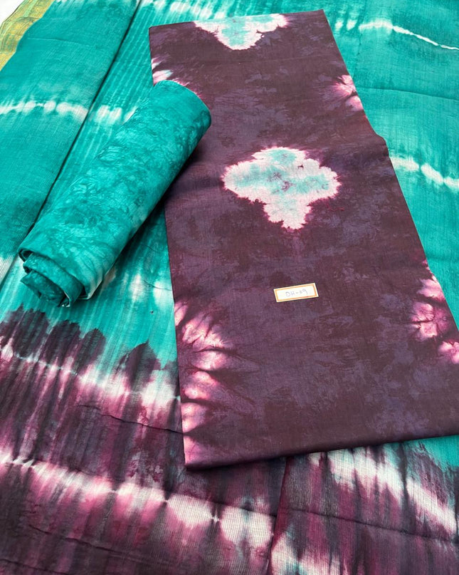 Comfort Dirty Purple Cotton Dress Material Paired with Cotton Dupatta