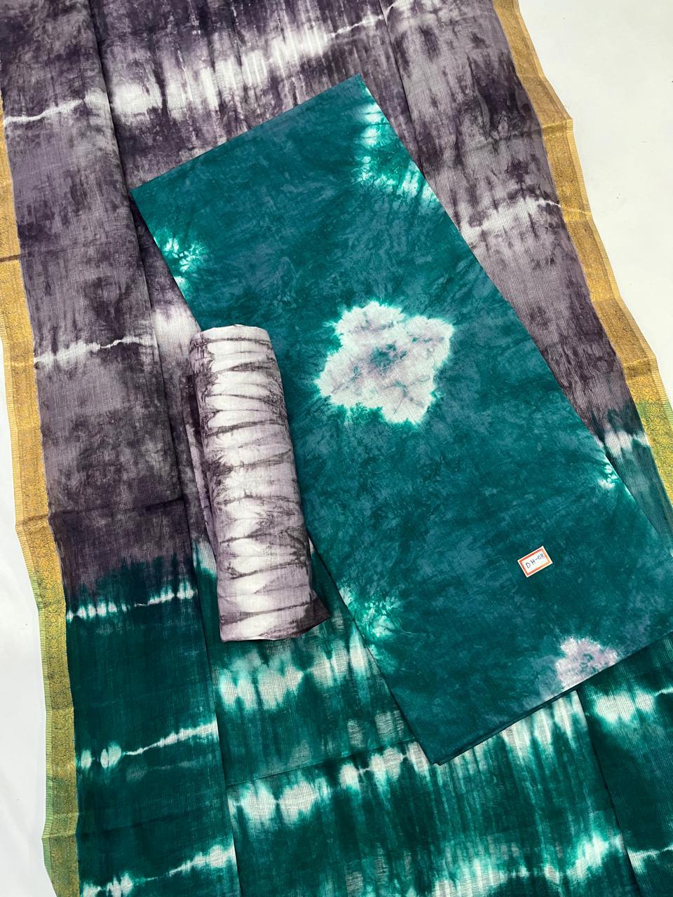 Comfort Deep Sea Green Cotton Dress Material Paired with Cotton Dupatta