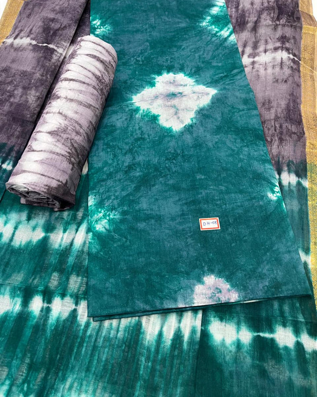 Comfort Deep Sea Green Cotton Dress Material Paired with Cotton Dupatta