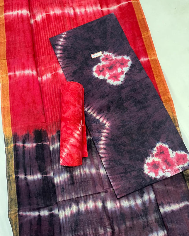 Comfort Purple Taupe Cotton Dress Material Paired with Cotton Dupatta
