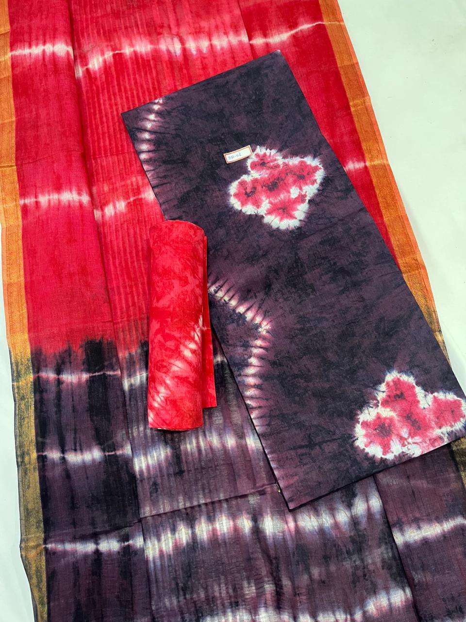 Comfort Purple Taupe Cotton Dress Material Paired with Cotton Dupatta