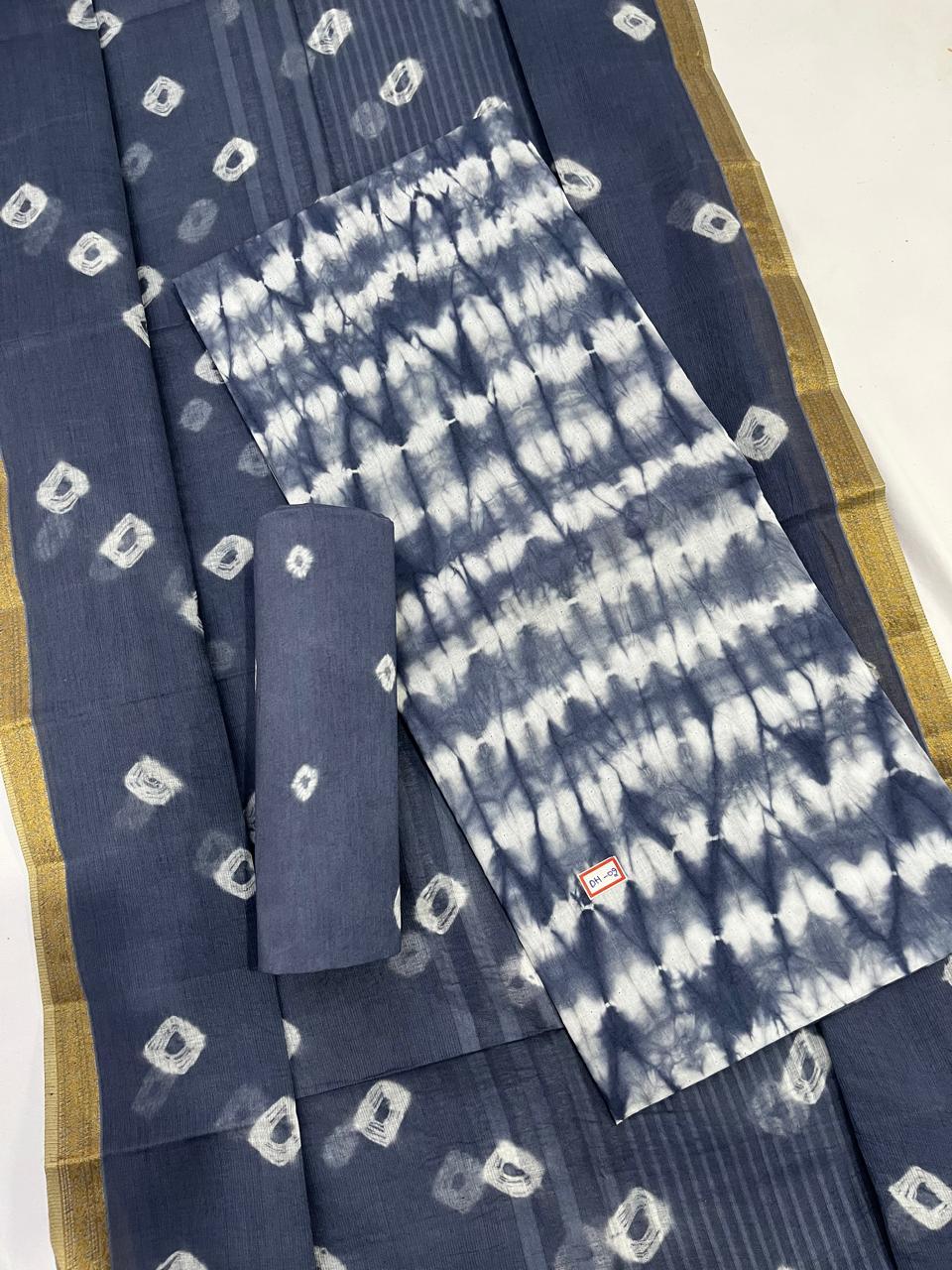 Comfort Shuttle Gray Cotton Dress Material Paired with Cotton Dupatta