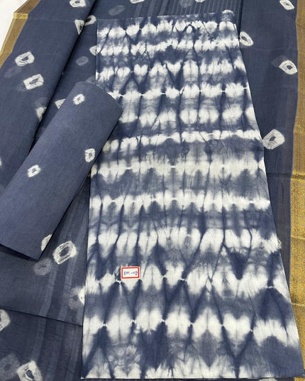Comfort Shuttle Gray Cotton Dress Material Paired with Cotton Dupatta
