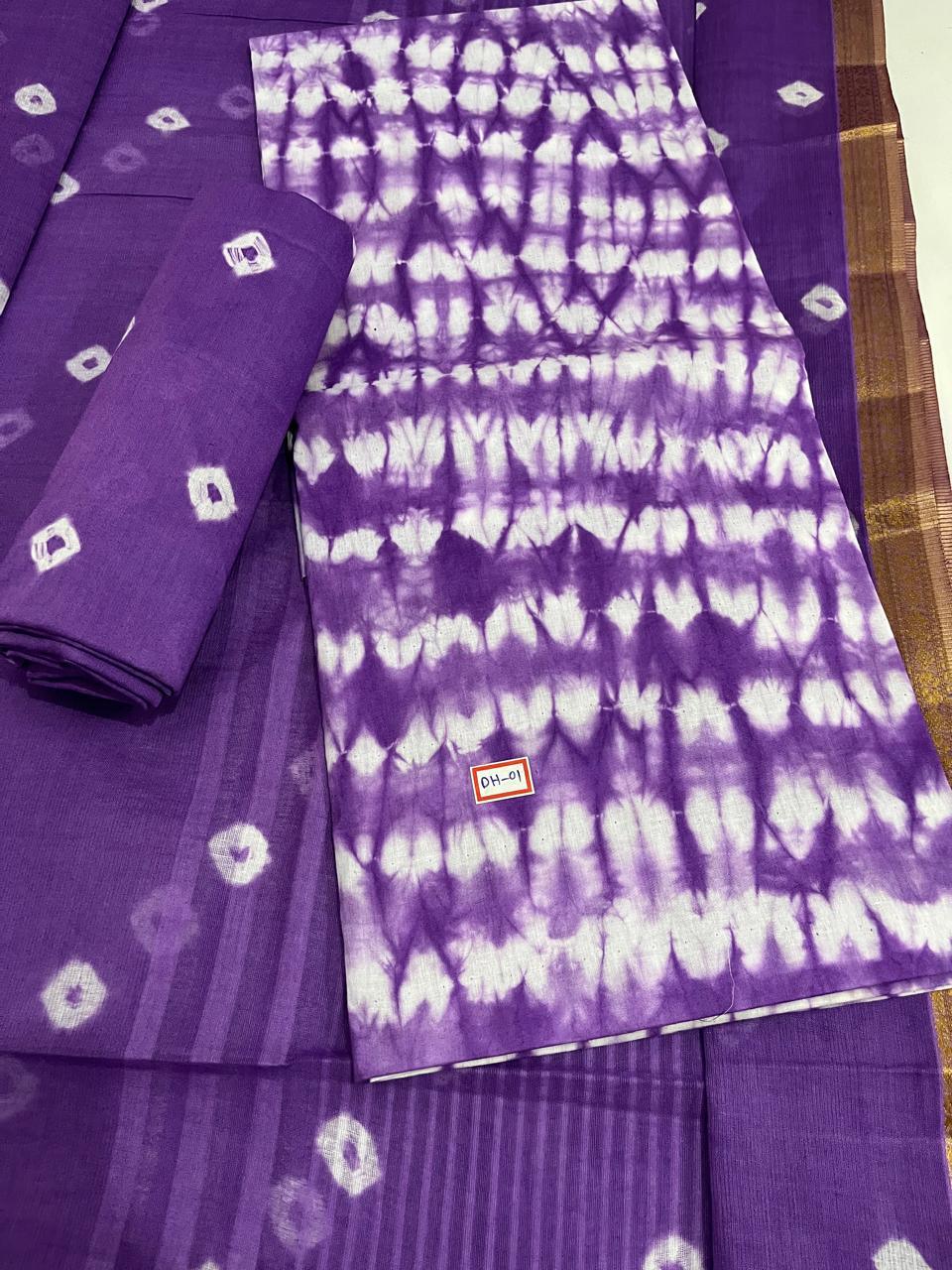 Comfort Soft Purple Cotton Dress Material Paired with Cotton Dupatta