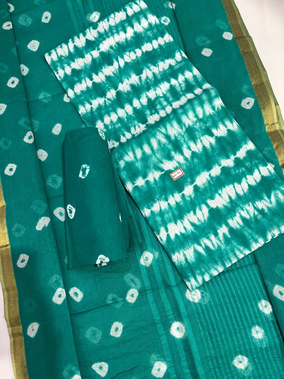 Comfort Blue Stone Cotton Dress Material Paired with Cotton Dupatta