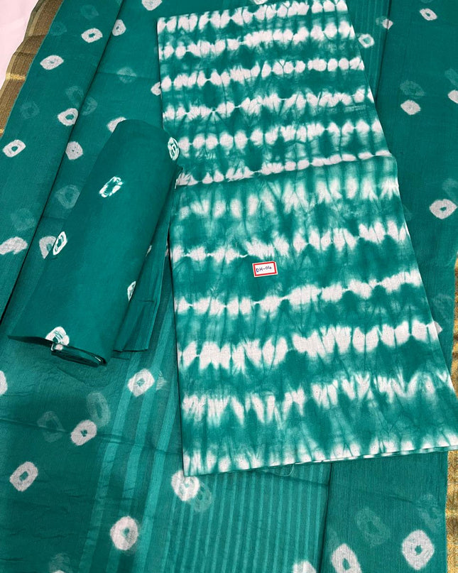 Comfort Blue Stone Cotton Dress Material Paired with Cotton Dupatta