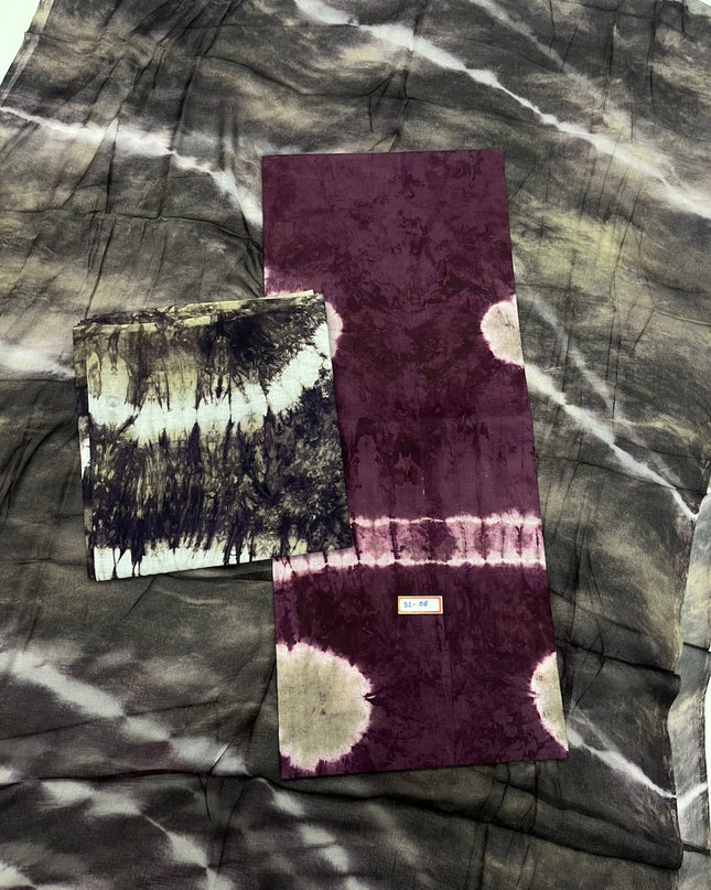 Wine Berry Colour Dress Material with Soft Chiffon Dupatta