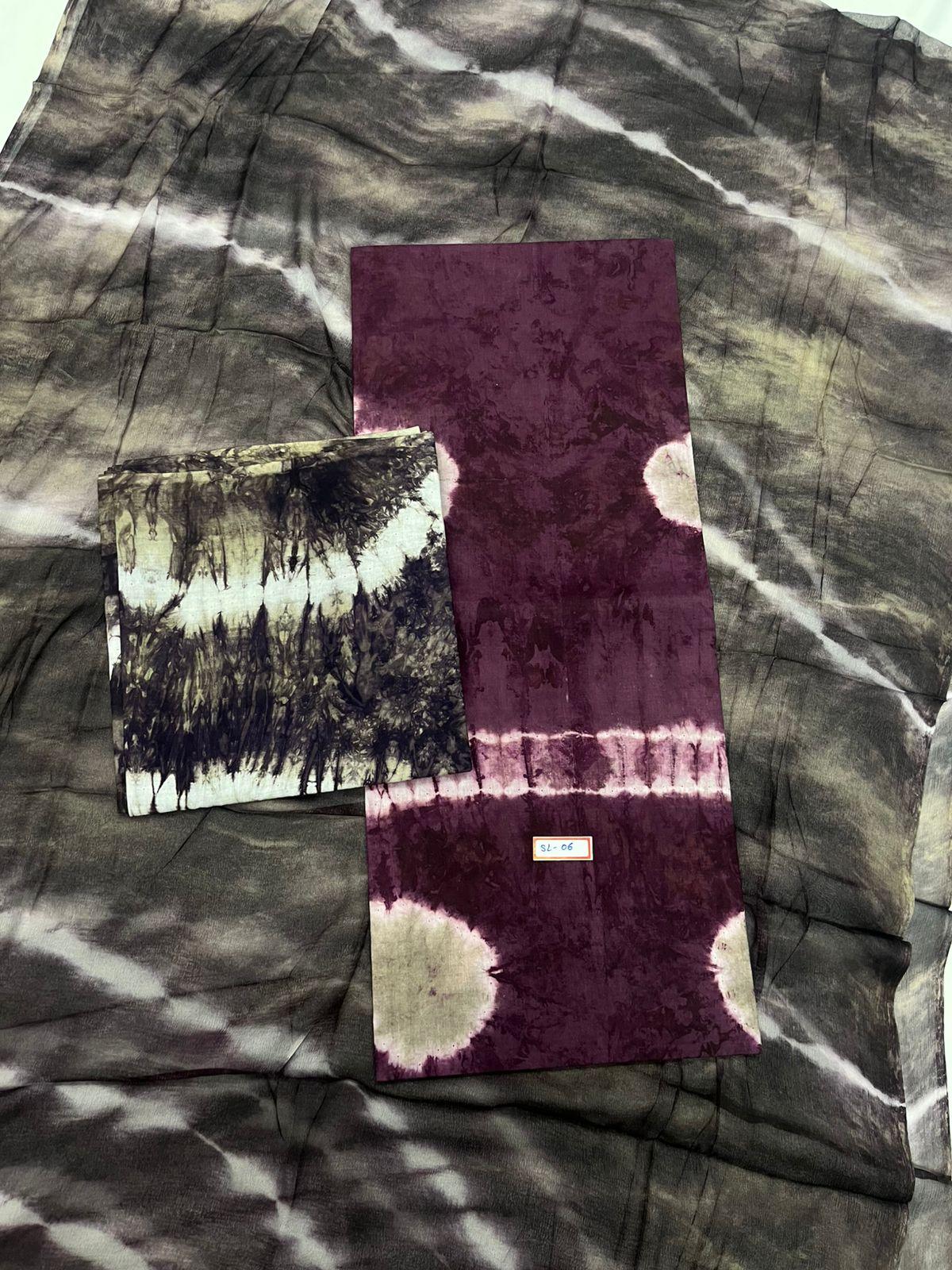 Wine Berry Colour Dress Material with Soft Chiffon Dupatta