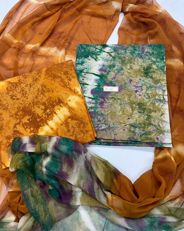 MultiColour with Waterpaint Dress Material with Soft Chiffon Dupatta
