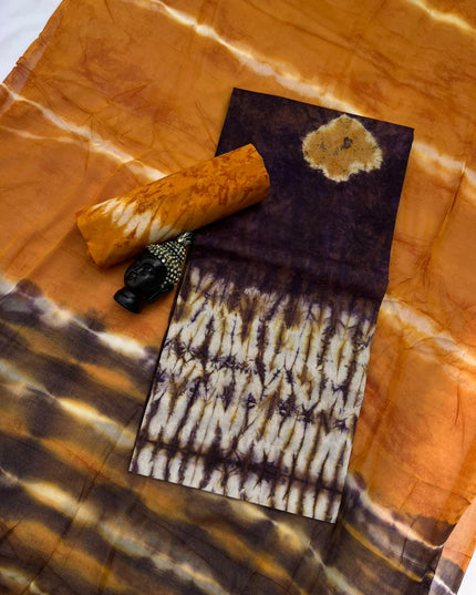 Purple Taupe Cotton Dress Material with Soft Chiffon Dupatta