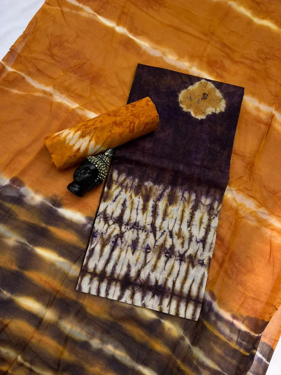 Purple Taupe Cotton Dress Material with Soft Chiffon Dupatta