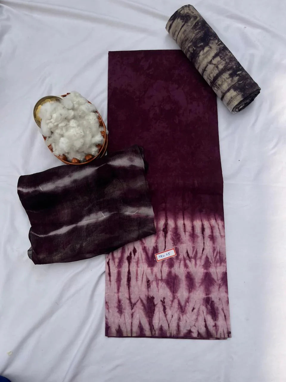 Drak Wine Cotton Dress Material with Soft Chiffon Dupatta