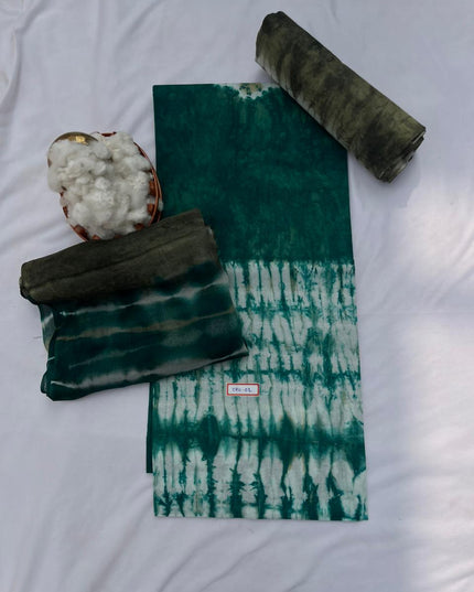 Sea Green Cotton Dress Material with Soft Chiffon Dupatta