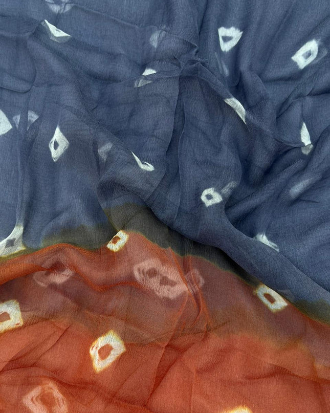 Brown Rust Cotton Dress Material with Soft Chiffon Dupatta