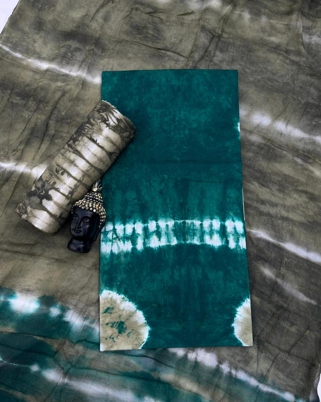 Sea Green Colour Dress Material with Soft Chiffon Dupatta