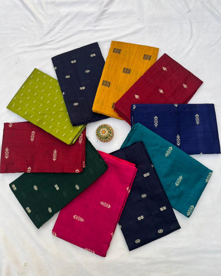 Raw Silk Blouse Bits 1mtr cut Set of 10 with Multi Colours and different buti designs