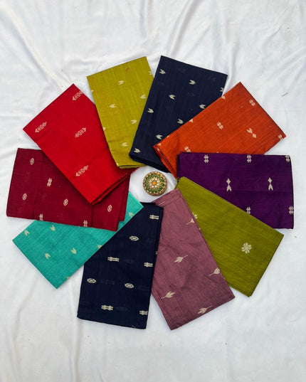 Raw Silk Blouse Bits 1mtr cut Set of 10 with Multi Colours and different buti designs
