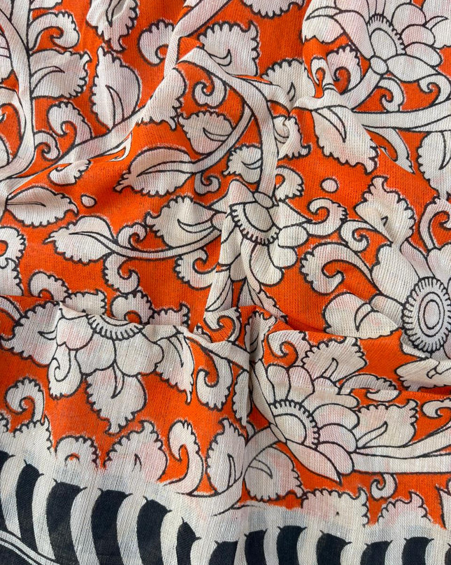 Kalamkari cotton Dress Material with Green colour
