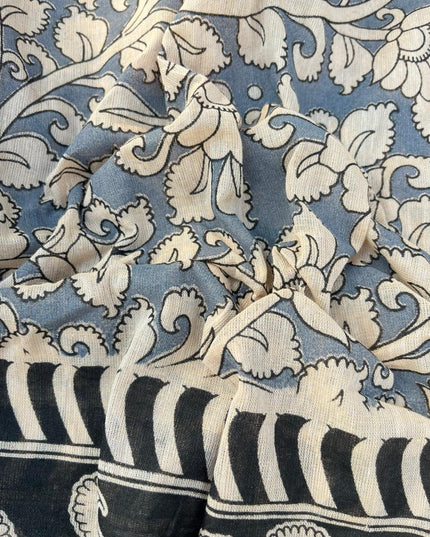 Kalamkari cotton Dress Material with Orange colour