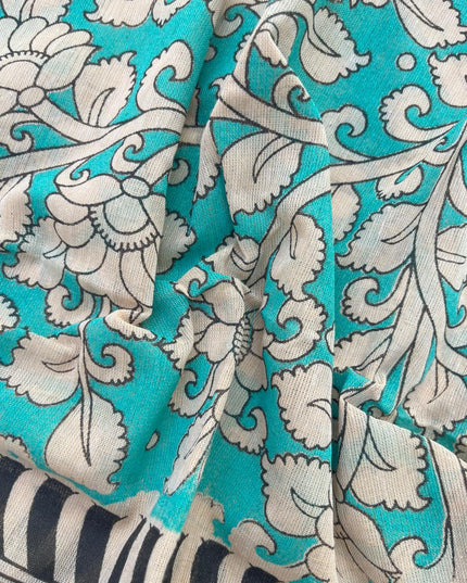 Kalamkari cotton Dress Material with Yellow colour