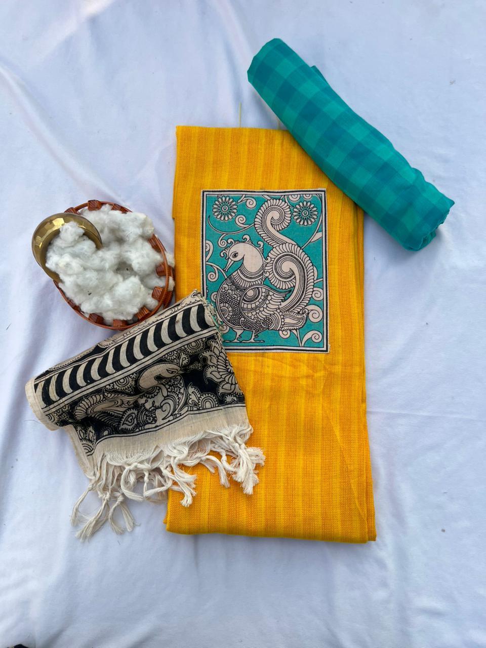 kalamkari cotton dress material SAI SRI HANDLOOMS | Beautiful Pure Kalamkari Cotton Dress Material Check out this stunning dress material featuring: - *Top: Pure Kalamkari Cotton Fabric*