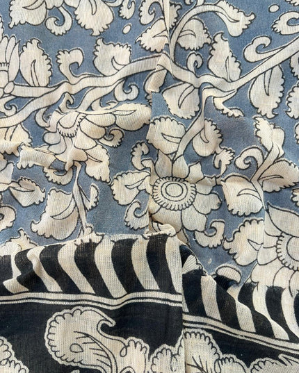 Kalamkari cotton Dress Material with Orange colour