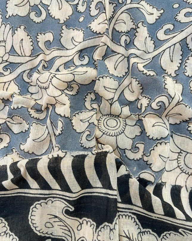 Kalamkari cotton Dress Material with Orange colour