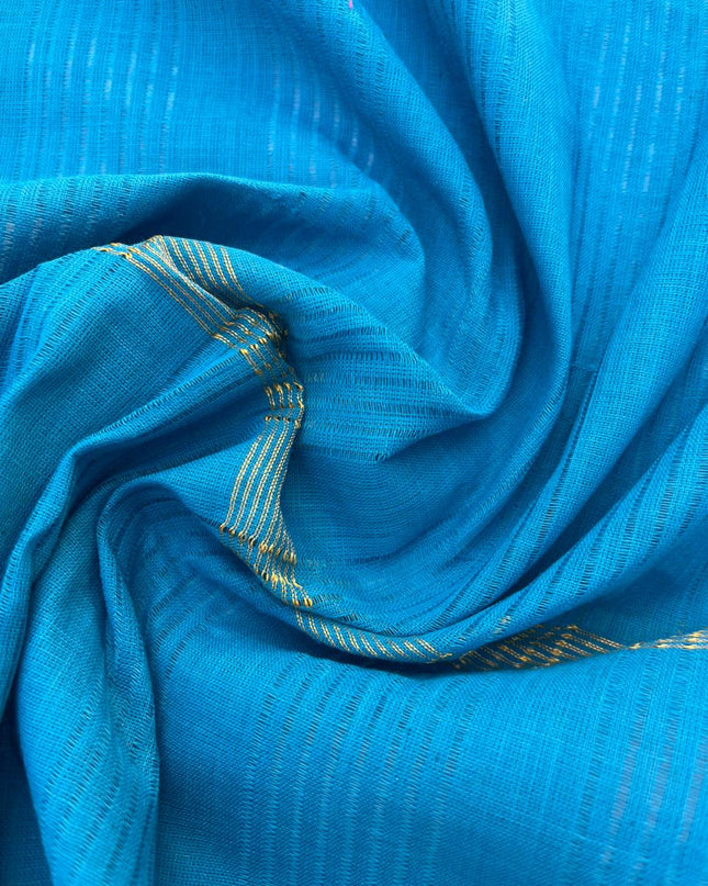 Mangalagiri Dress Material with thread border Emrold Green colour