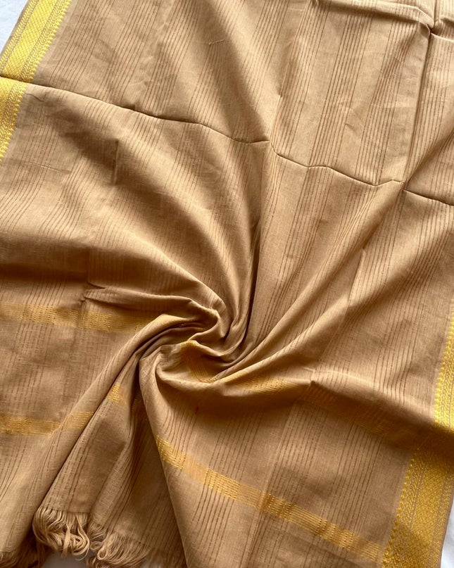 Mangalagiri Dress Material with thread border Emrold Wheat colour