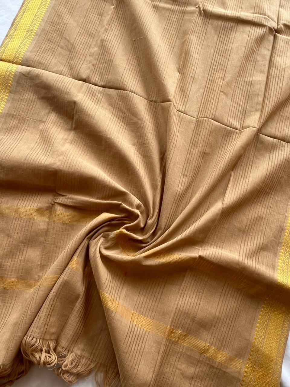Mangalagiri Dress Material with thread border Emrold Wheat colour