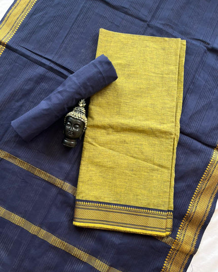 Mangalagiri Dress Material with thread border Emrold Pesara Green colour