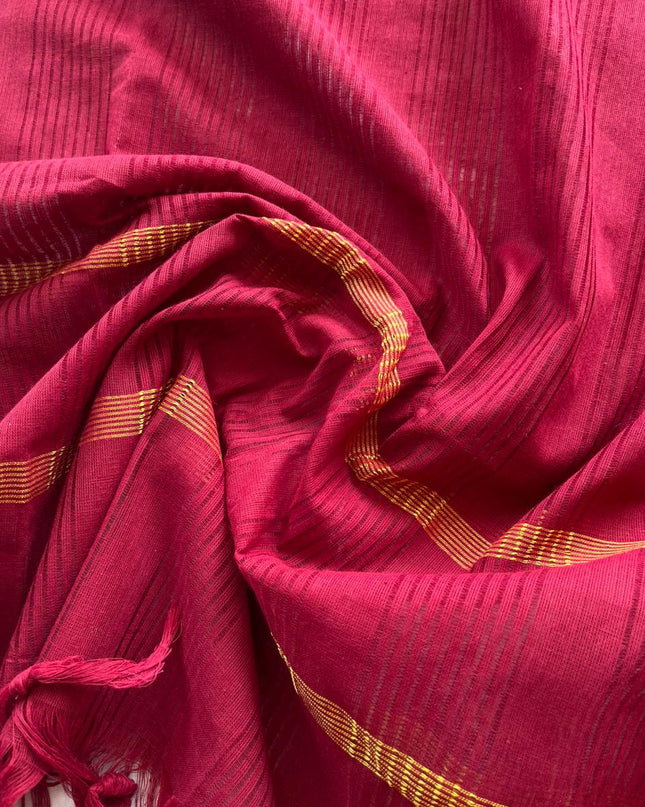 Mangalagiri Dress Material with thread border Emrold Green & Red colour
