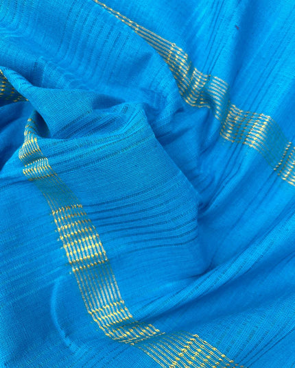 Mangalagiri Dress Material with thread border Emrold Sky Blue colour