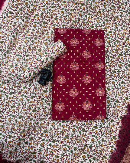 Soft Jute Dress Material with Maroon | Lightweight & Comfortable