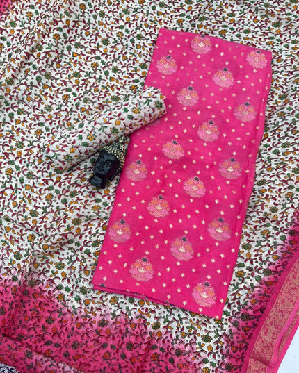 Premium Soft Jute Dress Material with Pink | Lightweight & Comfortable