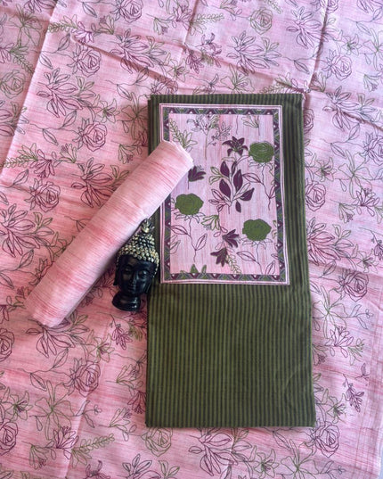 Cotton Dress Material with baby pink dupatta
