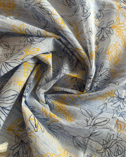 Cotton Dress Material with dark yellow colour