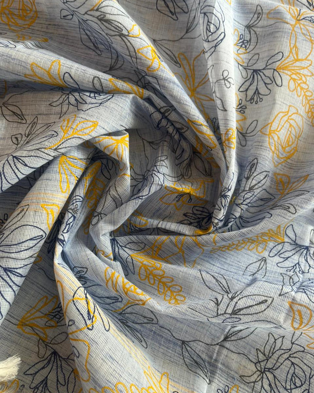 Cotton Dress Material with dark yellow colour