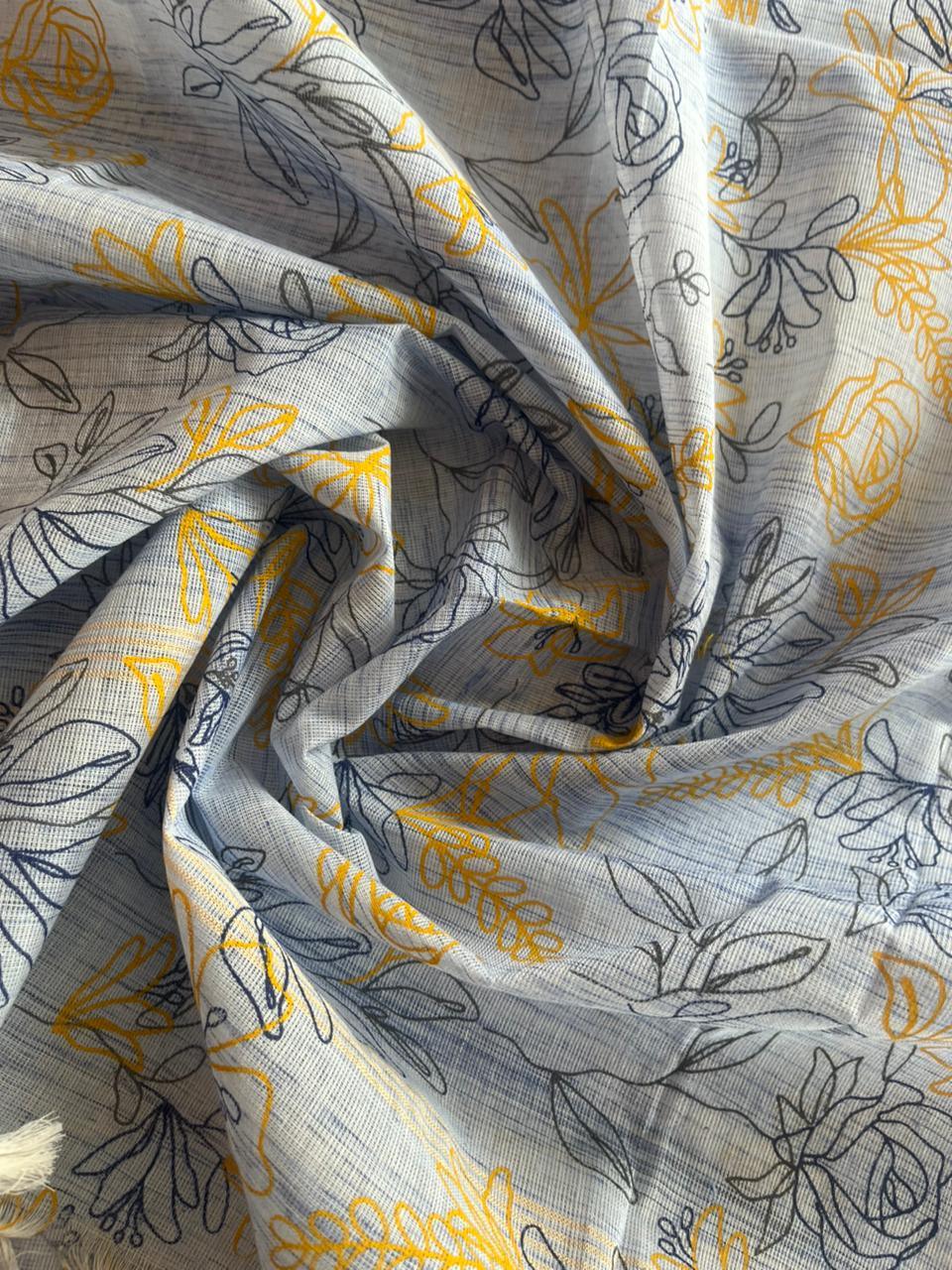 Cotton Dress Material with dark yellow colour