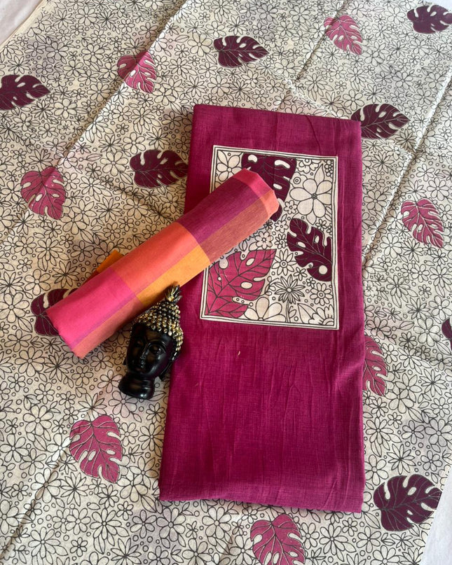 Cotton Dress Material with Pink Color